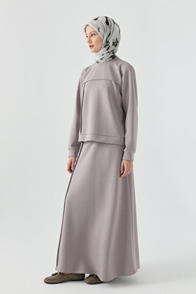 Tuğba Dikiş Detaylı Takım - Vizon