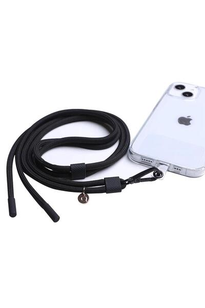 quix - Mobile Smart Strap Black Lanyard With Black Metal Strap Lock
