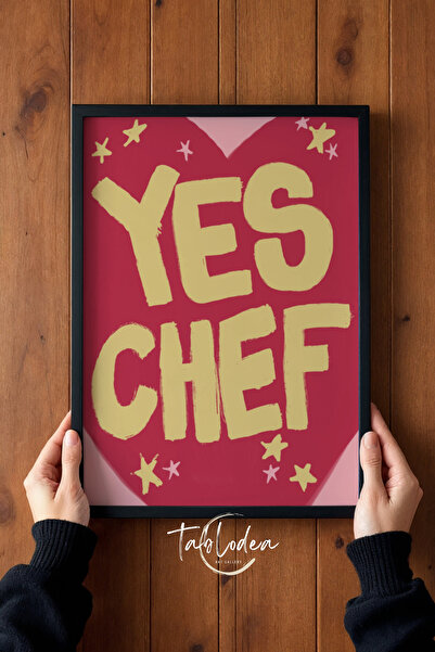 tablodea Poster înrămat cu decor modern de bucătărie cu text „Yes Chef” Pictu...