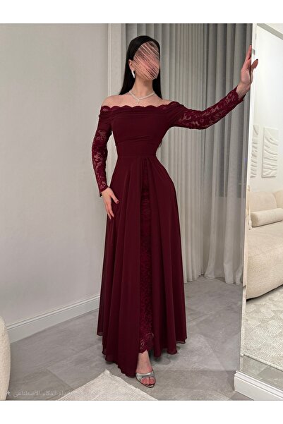 LAYAL DRESSES فستان سهره باللون البرقندي