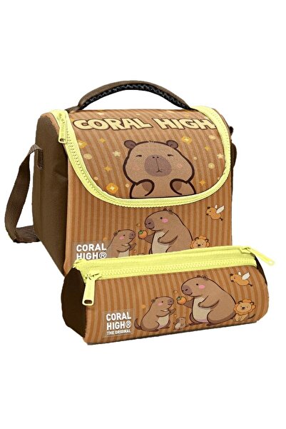 Coral High Kapibara Printed Boy Nutrition Set Bag Pieces + Pen Holder Set