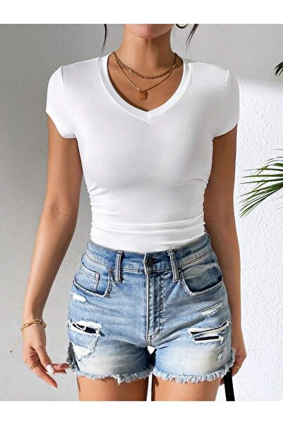 IŞILDA FASHION Tricou basic cu decolteu în V