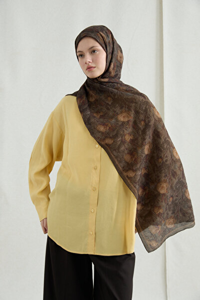 cs camellia scarf Merry Мюслін Шаль - Хакі