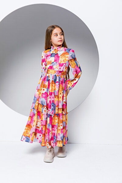 incity Rochie fucsia cu curea și model pentru fete - Noul sezon