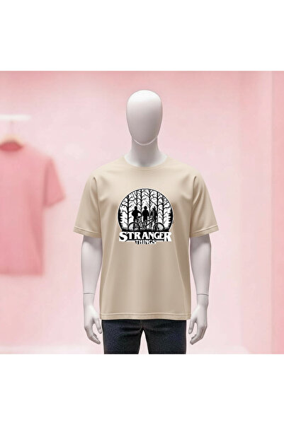 Vordevia Stranger Things Printed Crew Neck Wide Fit Unisex Tshirt