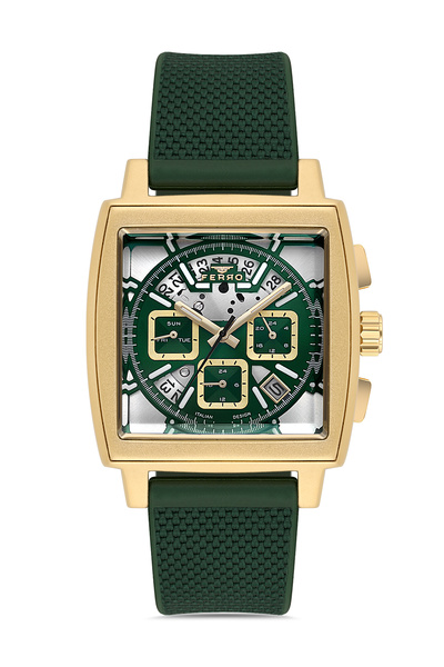 FERRO Green Silicone Cord Men's Wristwatch L-Fm11553Dwt-Zr6