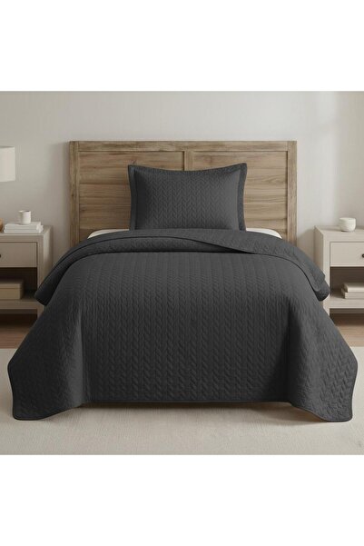 ALTINPAMUK Süet Başak Single Bedspread 180X240 Anthracite
