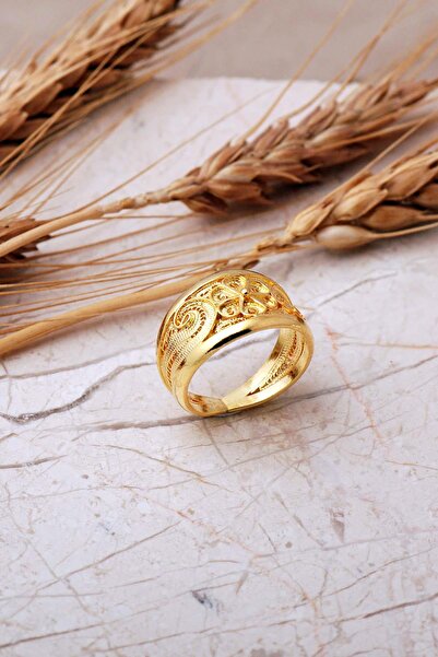 Sümer Telkari Telkari İşlemeli Elişi Ayarlanabilir Altın Kaplama 925 Ayar Güm...