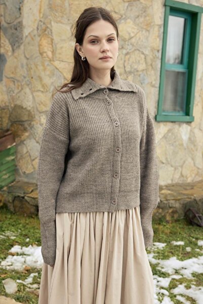 ZÜLAYS Balıkçı Yaka Hırka Vizon