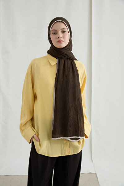 cs camellia scarf Șal din muselină - Maro