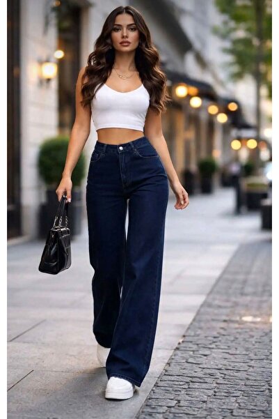 MRİABE Camelia Gold Ikon anii 90, albastru închis, bleumarin, pantaloni largi...