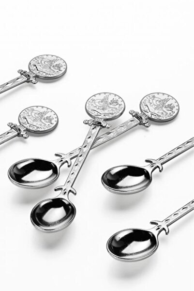FERMATO 6-Piece Silver Decorative Teaspoon Set