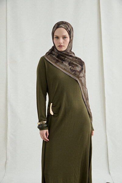 cs camellia scarf Libre Müslin Şal - Kaki