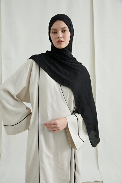 cs camellia scarf İtalyan Jakar Şal Monogram Desen - Siyah