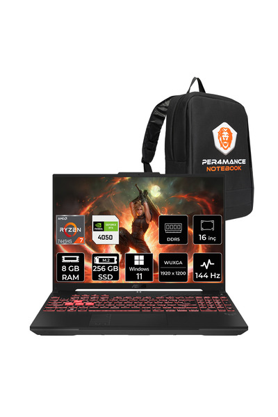 ASUS TUF A16 R7-7445HS 8GB 256GB SSD RTX4050/6GB 140W 16'' FHD+ W11H Gaming L...