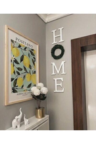 rabiskoile3d Beyaz Home Yazısı Dekorasyon Kapı ve Duvar süsü