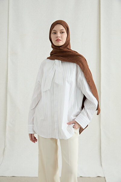 cs camellia scarf Ιταλικό σάλι ζακάρ με σχέδιο σπίρτου - Ζεστό καφέ