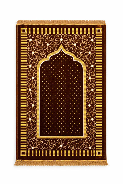 TRModam سجادة صلاة مخملية 110x70 سم - ناعمة الملمس، مطرزة بخيوط دوديا