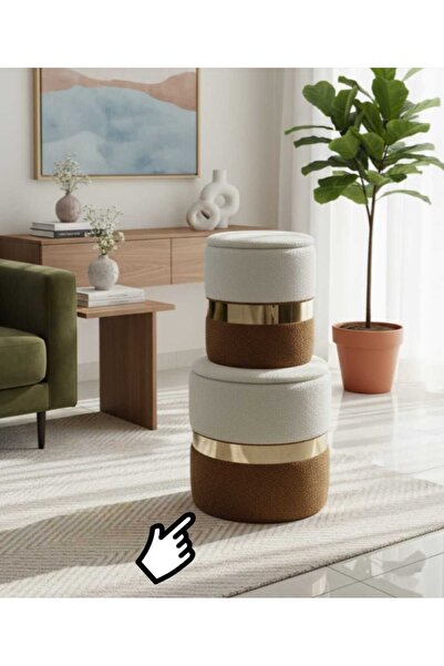 Ropi جوفيكو مسند 2 قطع عثماني دائري مع مجموعة تخزين من قطعتين مسند عثماني بني...