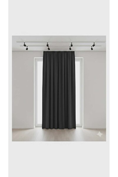 BEKSAHOME Siyah %100 Karartma Blackout Fon Perde Işık Keser Büzgülü Ekstrafor...