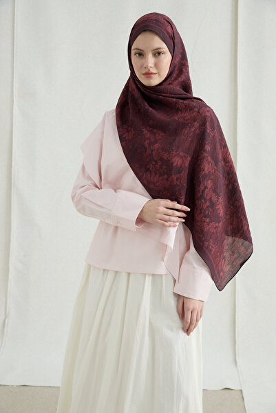 cs camellia scarf Mona Cotton Viscose Shawl - Burgundy