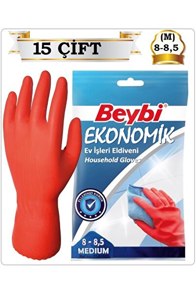 Beybi EKONOMİK EV İŞLERİ BULAŞIK TEMİZLİK ELDİVENİ 8-8,5 (M BEDEN-MEDIUM) (15...