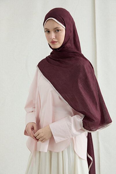 cs camellia scarf Șal de muselină Dama - Cireșiu