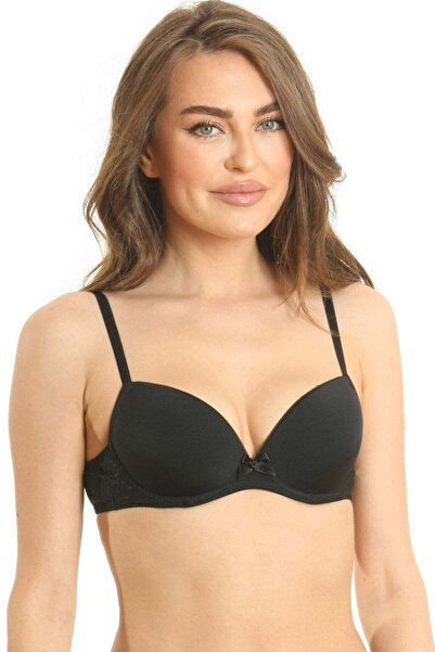 Piera Microfiber and lace push-up bra OLGA R1445 black