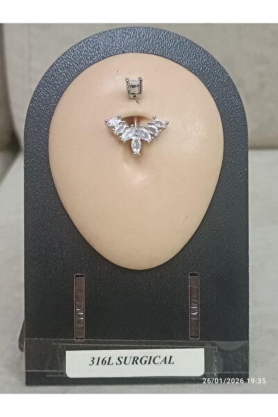 AyçaSilver Işıltım zirkon taşlı göbek piercing