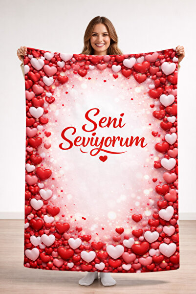 Piloji I Love You Designed Blanket – Special Valentine's Day Gift, 100×150 cm