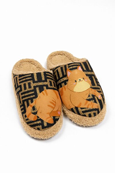 lesepri Sleepy Cat Patterned House Slippers