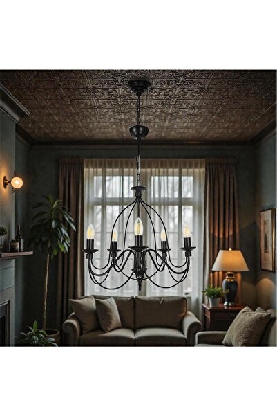 Elizim Home Lighting Santana 5'li siyah avize