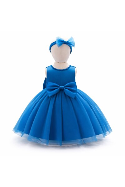 kizu Rochiță Satin Fetițe Albastru Intens cu Fustă din Tulle Vapuros și Benti...