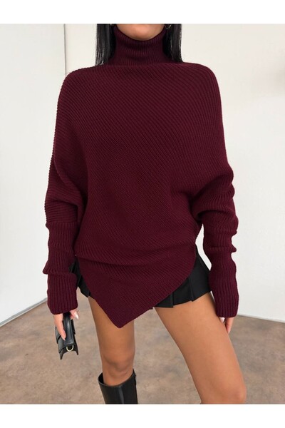 IŞILDA FASHION Asimetrik balıkçı kazak