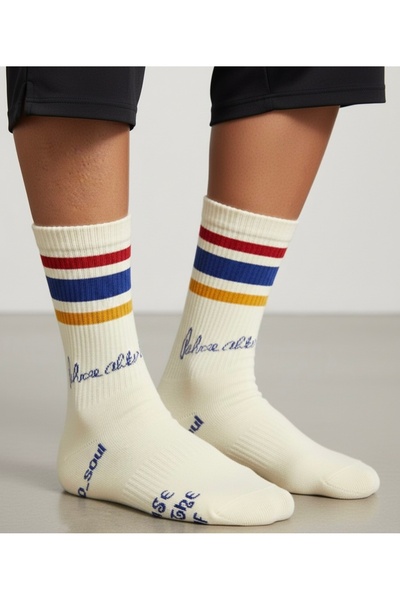monchermo Çizgili Krem Unisex Çorap