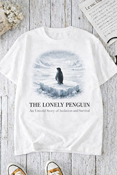 COHERENT Tricou unisex pentru bărbați/femei PENGUINLONELY, din bumbac supradi...
