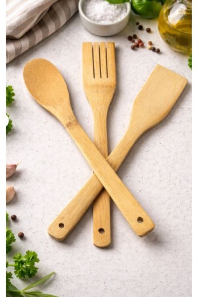 Felyra Wooden Kitchen Spoons – Bamboo Set of 3, Non-Scratch & Non-Stick
