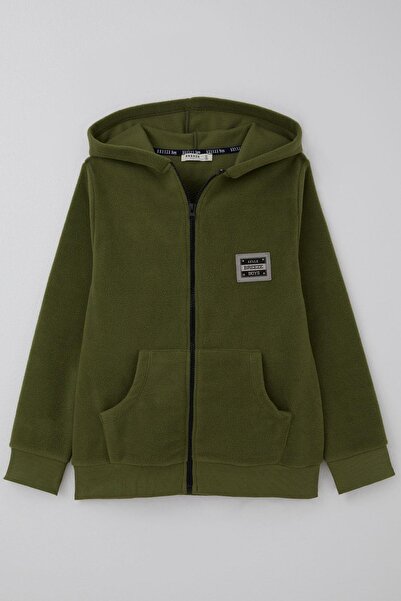 Breeze Cardigan din fleece pentru băieți, cu glugă și detalii brodate, 9-14 a...