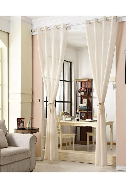Dotail WOLTU curtain, polyester, 140 x 220 cm, semi-transparent, linen look, ...