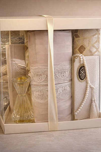 Gernetic First-class quality beige prayer rug and sheet set