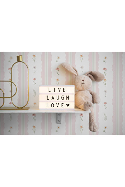 Tasarım Pembe Dalgalı Şeritler ve Minimal Çiçekler Bordür Desen Pastel Tonlar...