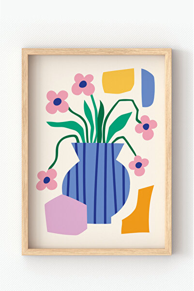 MIOVI WORKS Vază și flori abstracte colorate |   Tablou decorativ de perete m...