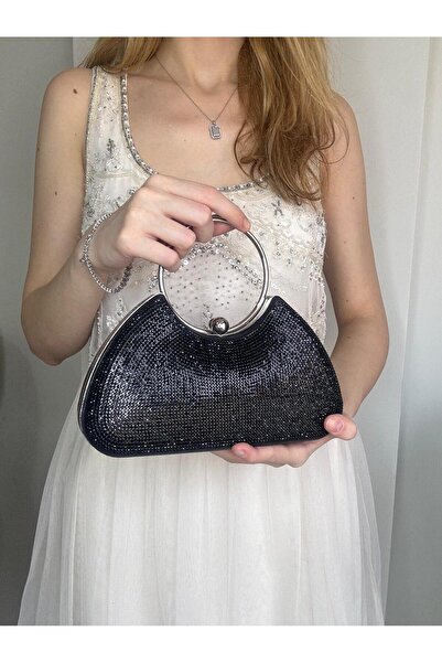 Blacktavern Elegant Evening Dress Bag with Stones, Stylish and Wide-Useful, F...