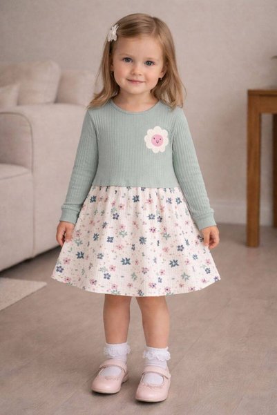 AYDEDE KİDS Girl's Daisy Embroidered Dress Cotton Casual Stylish Comfortable ...
