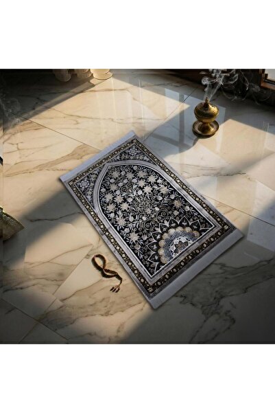 Melen سجادة صلاة تركي – سجود - اسود - رمادي