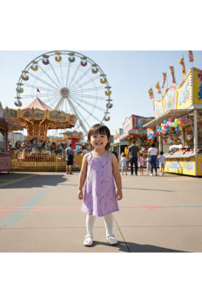 ruhaay Summer Girls' Printed Dress with Straps and Laces