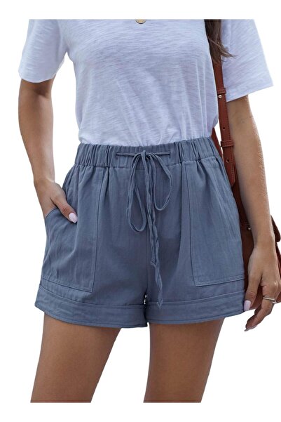 Dotail Women's heekpek shorts, polyester, size M, high waist, wide leg cut, a...