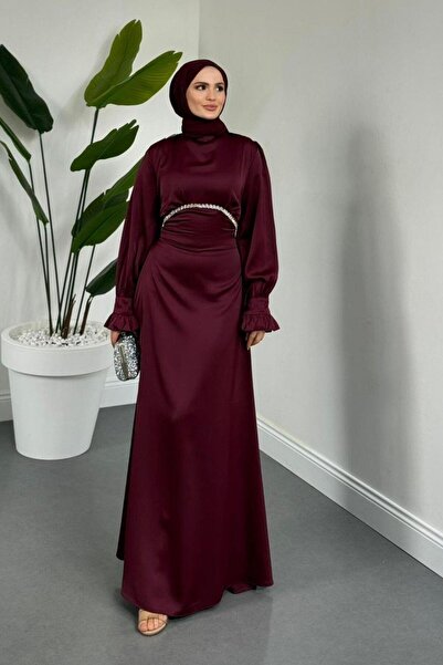 Şulemoda Giyim Rochie de seară cu aplicații de piatră, roșu claret