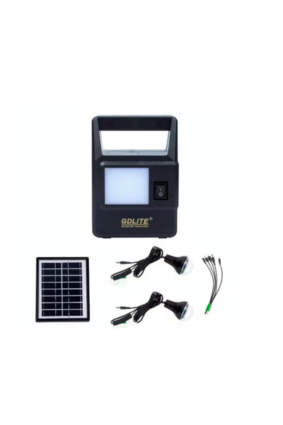 GDLITE Kit panouri solare GD-8030 cu felinar cu 14 LED-uri, 2 becuri, cablu 5...