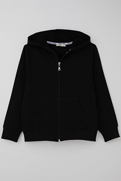 Breeze Cardigan pentru băieți, cu glugă și fermoar, 6-10 ani, negru